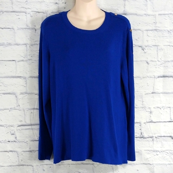 🔵BOGO FREE🔵 Carmen Top/Sweater Long Sleeve Cobalt Blue Sz XL - Picture 1 of 5